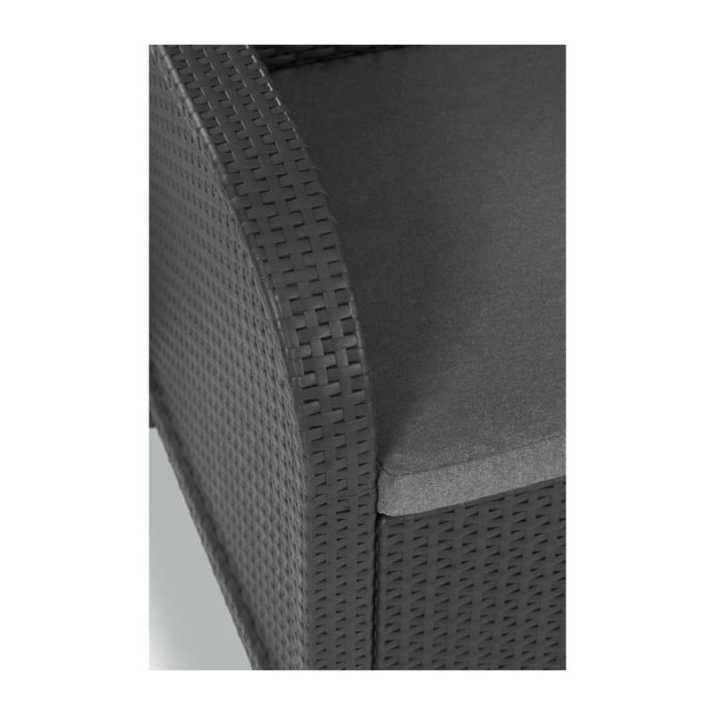 Banquette de jardin en résine tressée - SanRemo - Gris graphite
