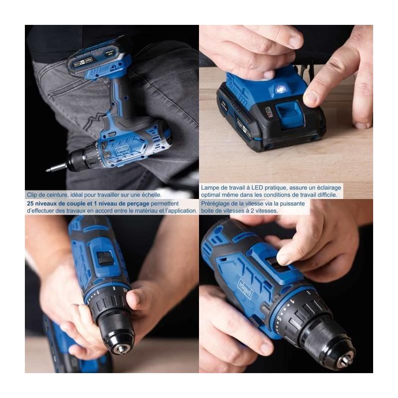 Coffret perceuse visseuse sans fil 50Nm + 74 accessoires - SCHEPPACH 20V IXES