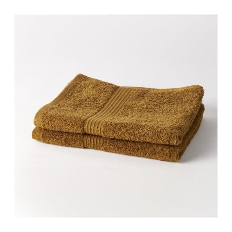 Lot de 2 serviettes de toilette 100% coton bronze 50x90 cm - Essentiel du jour