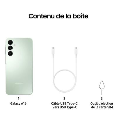 Samsung Galaxy A16 Smartphone 128Go Vert d'eau - Compact et performant