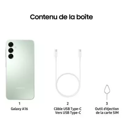 Samsung Galaxy A16 Smartphone 128Go Vert d'eau - Compact et performant