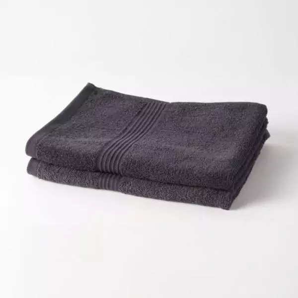 TODAY Essential - Lot de 2 serviettes de toilette 50x90 cm 100% Coton coloris fusain