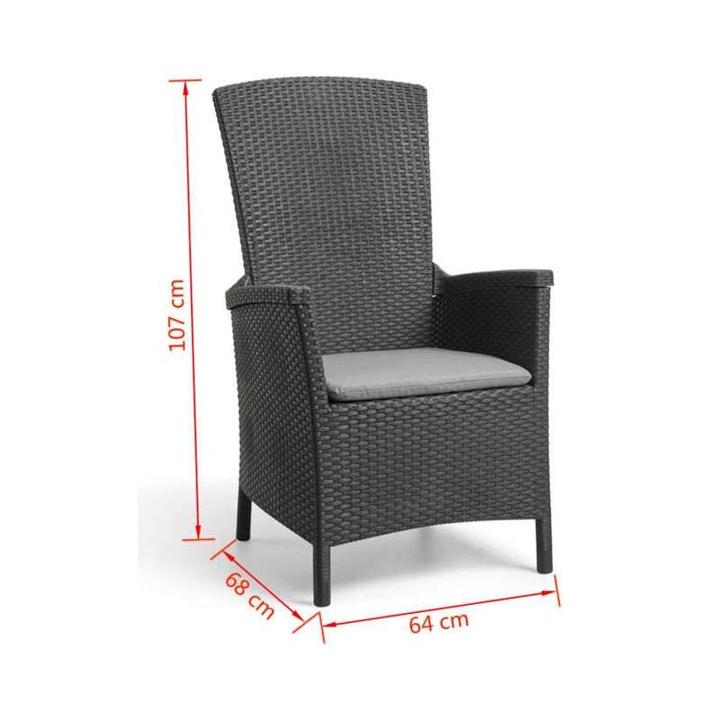 Chaise de jardin inclinable Keter Vermont Graphite - Confort et élégance