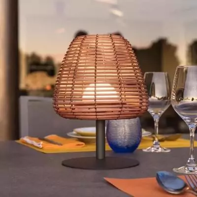Lampe de table sans fil LUMISKY BOHEME - Design Rotin naturel