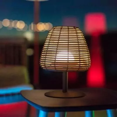 Lampe de table sans fil LUMISKY BOHEME - Design Rotin naturel