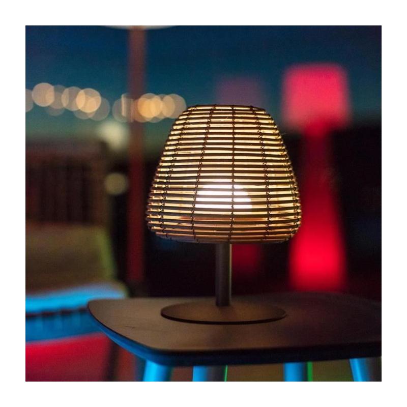 Lampe de table sans fil LUMISKY BOHEME - Design Rotin naturel