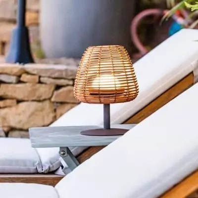 Lampe de table sans fil LUMISKY BOHEME - Design Rotin naturel