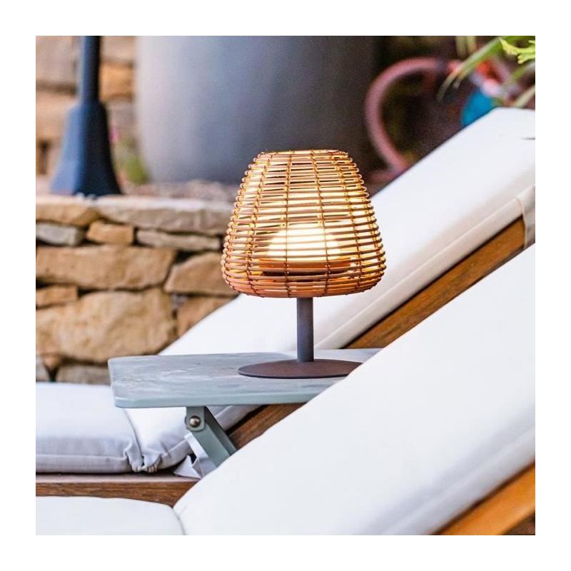Lampe de table sans fil LUMISKY BOHEME - Design Rotin naturel