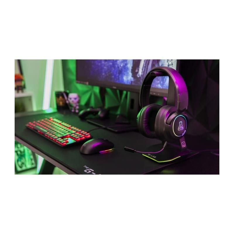 Casque Gamer sans fil The G-Lab KORP IRIDIUM - Microphone RGB - Noir