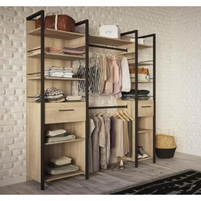 Kit dressing placard extensible RIGA Chene Kronberg / Noir mat - 179 x 47,9 x 207,5 cm