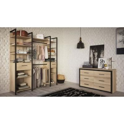 Kit dressing placard extensible RIGA Chene Kronberg / Noir mat - 179 x 47,9 x 207,5 cm