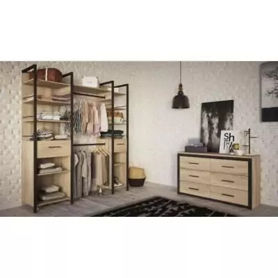 Kit dressing placard extensible RIGA Chene Kronberg / Noir mat - 179 x 47,9 x 207,5 cm