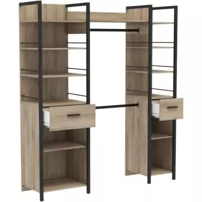 Kit dressing placard extensible RIGA Chene Kronberg / Noir mat - 179 x 47,9 x 207,5 cm