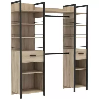 Kit dressing placard extensible RIGA Chene Kronberg / Noir mat - 179 x 47,9 x 207,5 cm