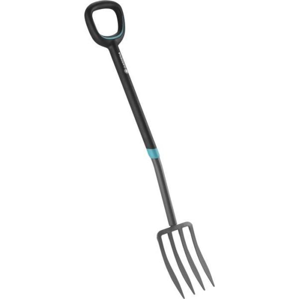 GARDENA Fourche a becher ErgoLine – Manche revetement souple – Poignée ergo en D – Dents acier trempé – Garantie 25 an