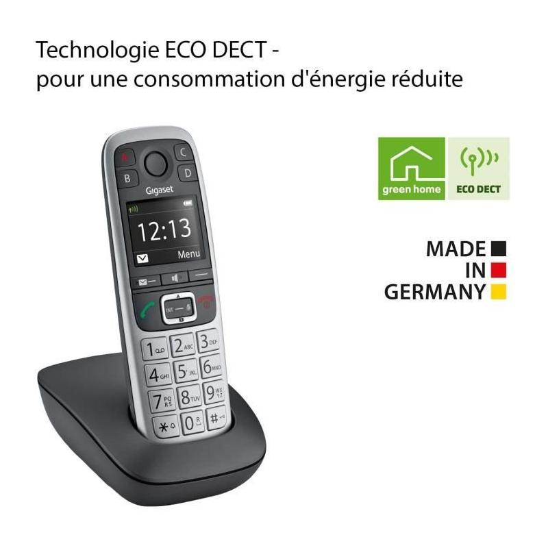 Téléphone Fixe Gigaset E560 Silver - Compact et Performant