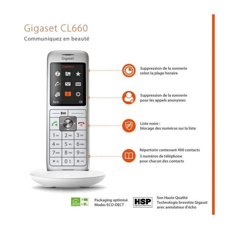 GIGASET Téléphone Fixe CL 660 Duo Blanc - Compact et Performant