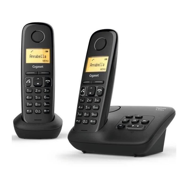 Téléphone sans fil Gigaset A270 A Duo - Noir: Répondeur et design compact