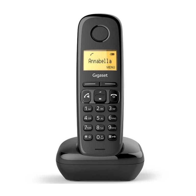 Téléphone sans fil Gigaset A270 Solo - Noir: Mains libres, Répertoire 80 noms, Autonomie 1080 min