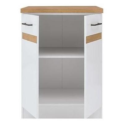 Meuble bas cuisine 60 cm - 2 Portes - Blanc brillant