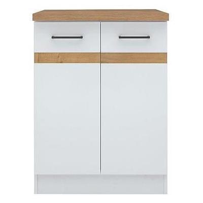 Meuble bas cuisine 60 cm - 2 Portes - Blanc brillant