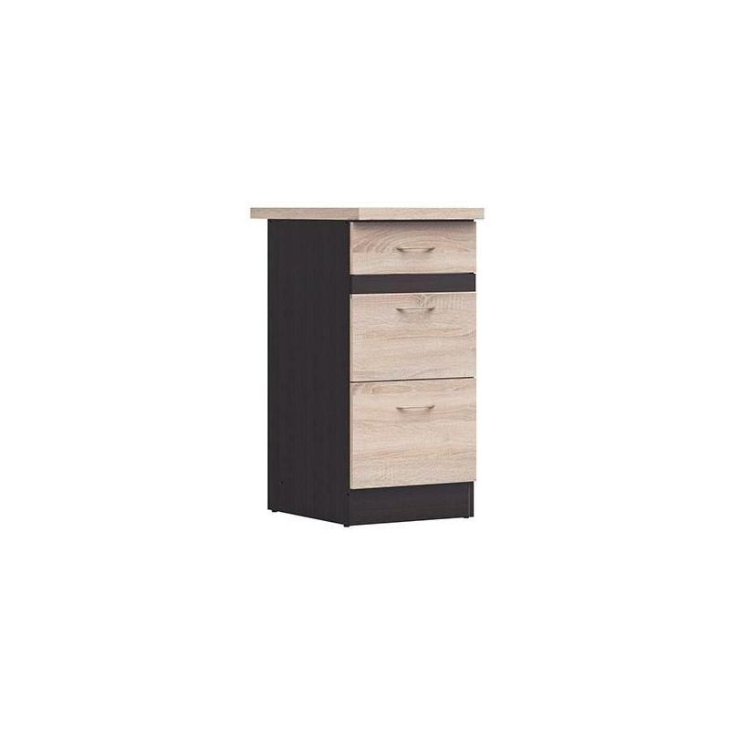 Meuble bas cuisine 40cm - 3 tiroirs - Chene sonoma