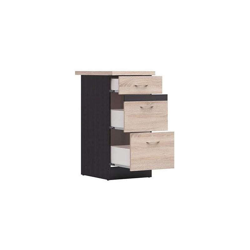 Meuble bas cuisine 40cm - 3 tiroirs - Chene sonoma