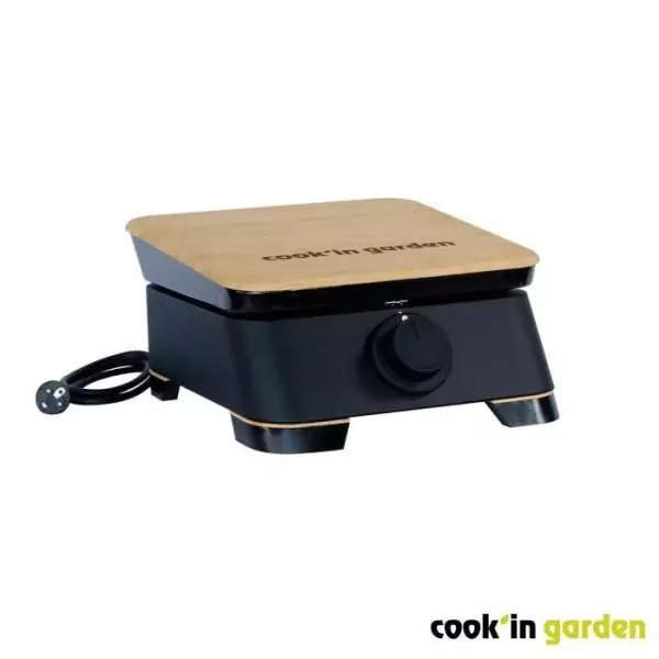 COOK'IN GARDEN Plancha gaz DUNE 60 - L 40 × l 47 × H 20cm - Surface de cuisson : L 131 × l 60 × H 103 - Métal + bambou