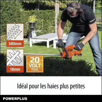 Taille-haie sans fil POWDPG7531 - 20V, lame 580 mm