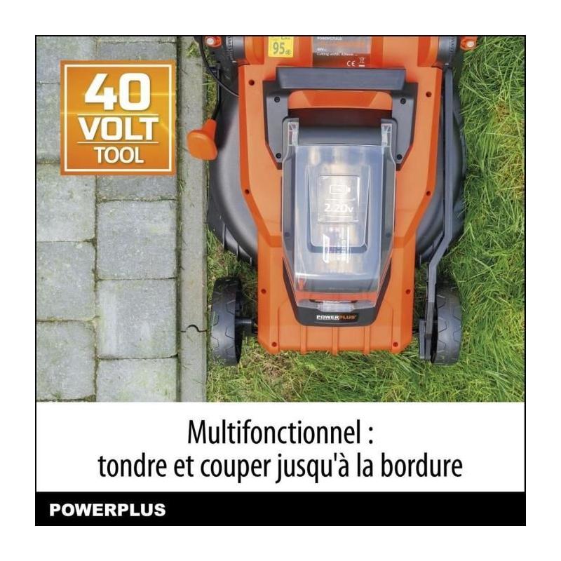 Tondeuse à Gazon sur Batterie 40V Dual Power POWDPGLWS2 - 420mm Ø, Sac 50L