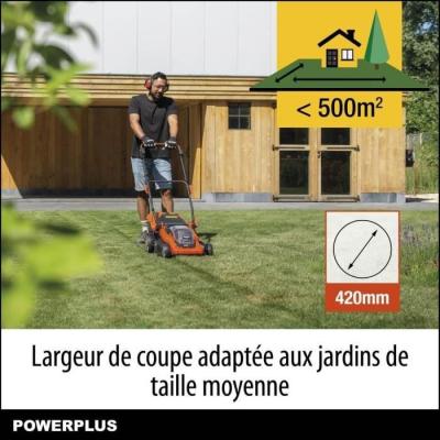 Tondeuse à Gazon sur Batterie 40V Dual Power POWDPGLWS2 - 420mm Ø, Sac 50L