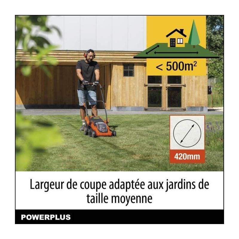 Tondeuse à Gazon sur Batterie 40V Dual Power POWDPGLWS2 - 420mm Ø, Sac 50L