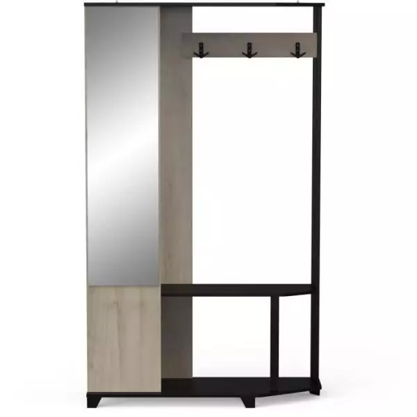 Vestiaire d'entrée - Chene Kronberg / Noir - L108,4 x P33,9 x H183,8 cm - SCHUSTER