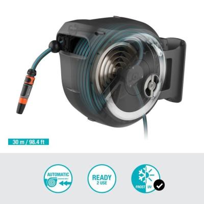 Dévidoir automatique mural GARDENA RollUp L - 30m - Ø13mm - Kit complet