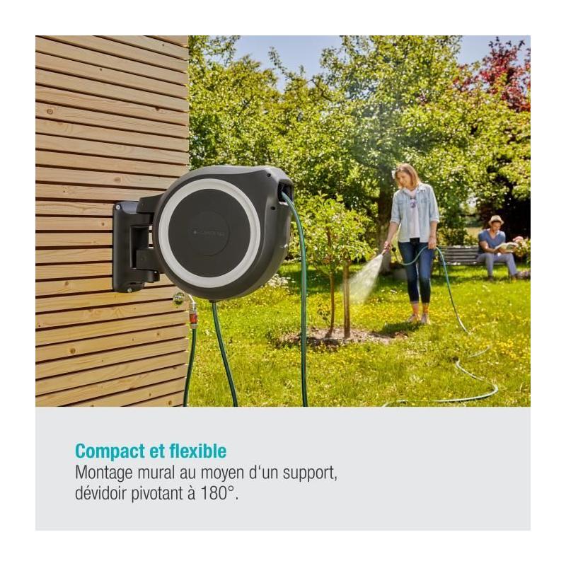 Dévidoir automatique mural GARDENA RollUp L - 30m - Ø13mm - Kit complet