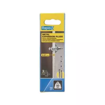 Blister de 10 pcs. bouchons d'expansion métalliques ø13x52 vis m6x63 5001553 rapid