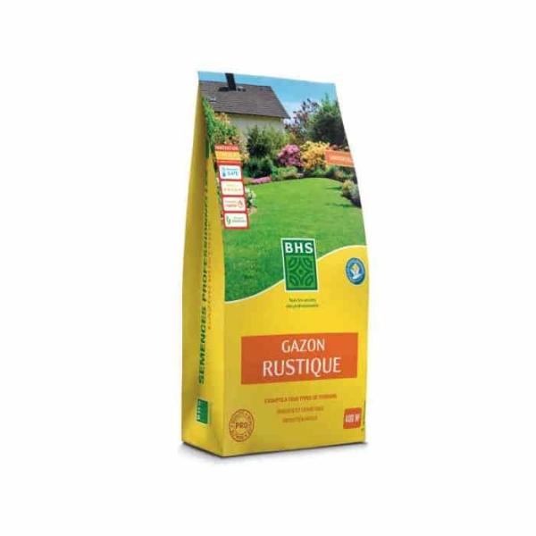 Gazon - BHS - Gazon Rustique - 5kg - Jardins Traditionnels - Tous Types de Sol - Dense, Esthétique - Installation Rapide & Dura