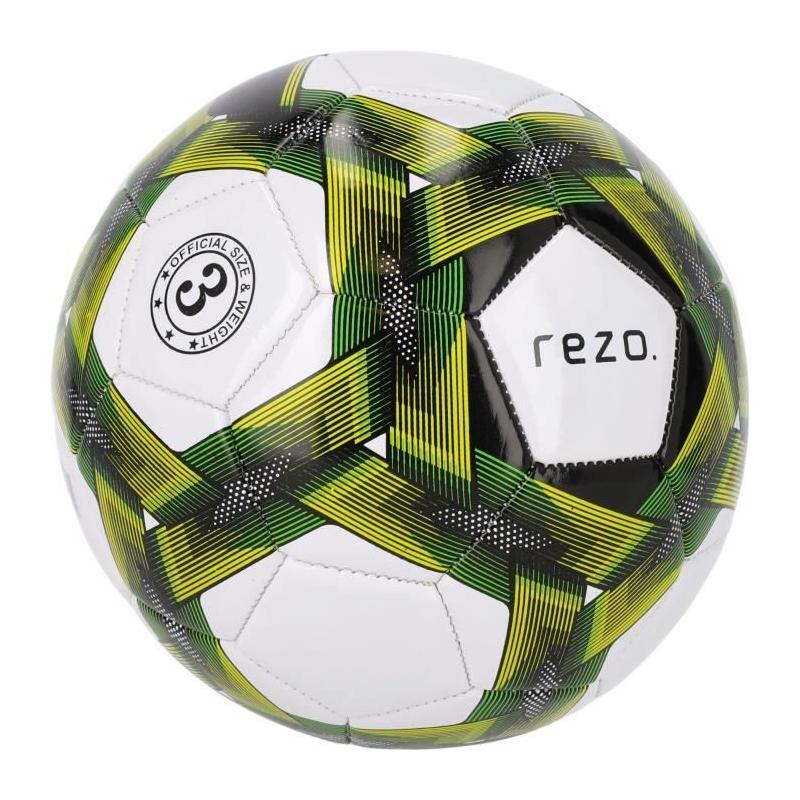 Ballon de football jaune bicolore REZO PVC taille 5 - Résistant
