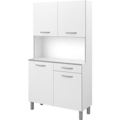 Buffet de cuisine moderne blanc - 4 portes - OSLO - L 101 cm