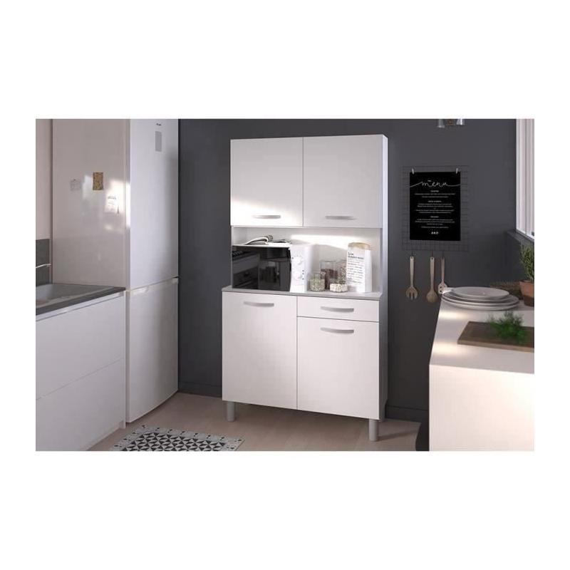 Buffet de cuisine moderne blanc - 4 portes - OSLO - L 101 cm