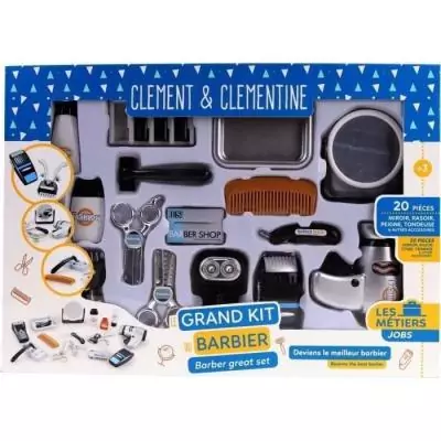 Set coiffeur pour enfants - CLEMENT CLEMENTINE - Tondeuse, sèche-cheveux, rasoirs