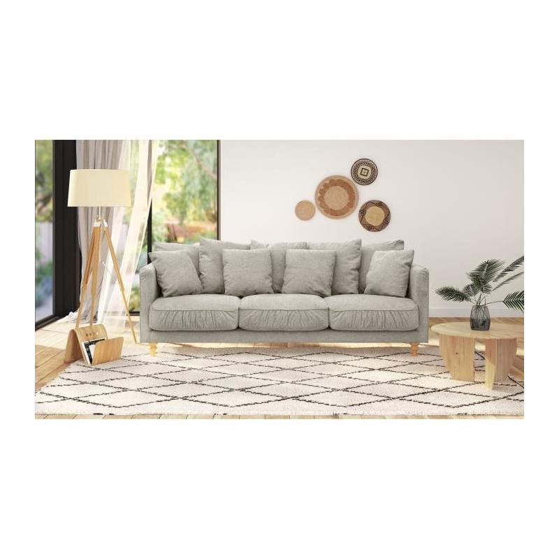 Canapé fixe 4 places CONSTANCE - Beige - Éco-responsable - Label Oeko-Tex
