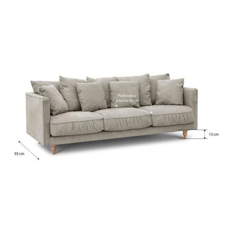 Canapé fixe 4 places CONSTANCE - Beige - Éco-responsable - Label Oeko-Tex