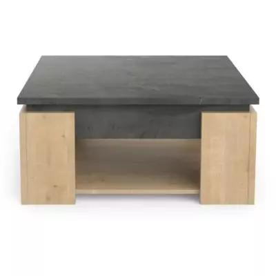 Table basse carrée AUSTIN - Style chene Hamilton et Sidewalk - Fabrication Française - 80x80x37,2 cm
