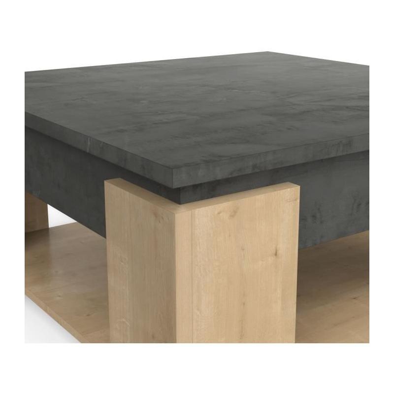 Table basse carrée AUSTIN - Style chene Hamilton et Sidewalk - Fabrication Française - 80x80x37,2 cm