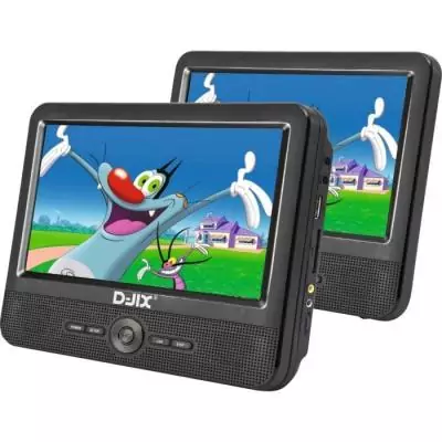 Lecteur DVD portable DJIX PVS906-50SM 9 - Double écran - Autonomie 2h - Noir - Idéal pour les voyages