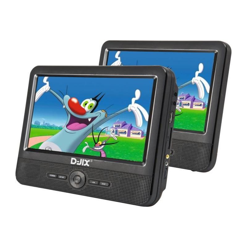 Lecteur DVD portable DJIX PVS906-50SM 9 - Double écran - Autonomie 2h - Noir - Idéal pour les voyages