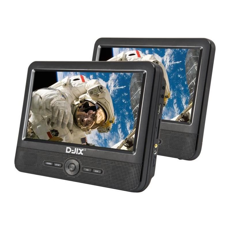 Lecteur DVD portable DJIX PVS906-50SM 9 - Double écran - Autonomie 2h - Noir - Idéal pour les voyages