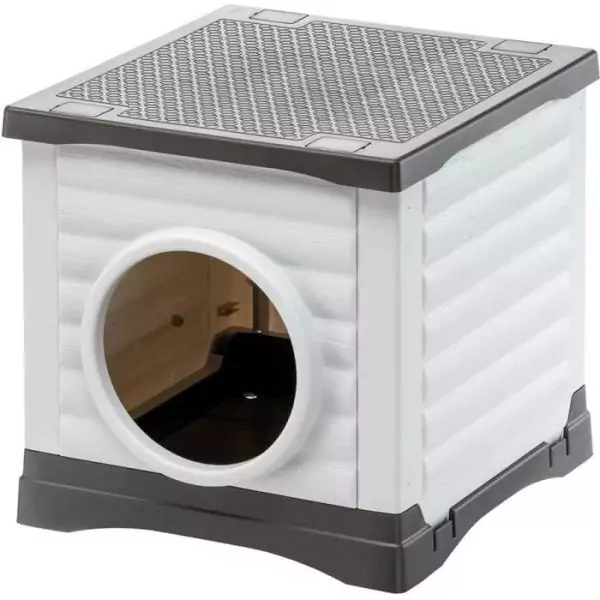 Niche - FERPLAST - PETVILLA 50 - 38,5 x 43 x 38,5 cm - Blanc / Gris