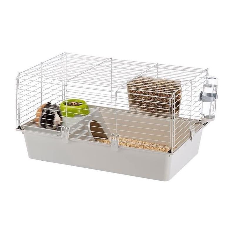 Cage Ferplaste Cavie 80x1 - Gris clair - Idéal pour petits animaux